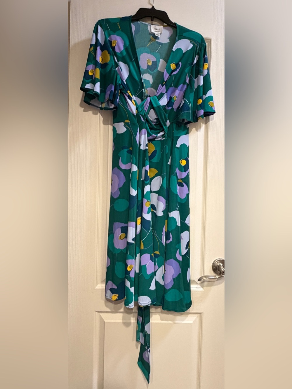 JM Collection Floral Twist Front Flutter Sleeve Midi Dress 18W